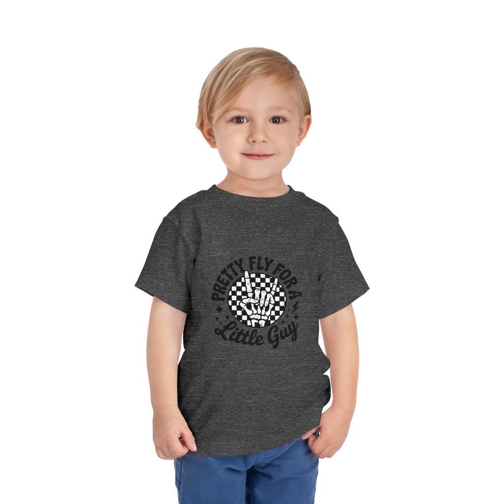 Toddler Tee — "Pretty Fly for a Little Guy" Checkered Vintage Graphic