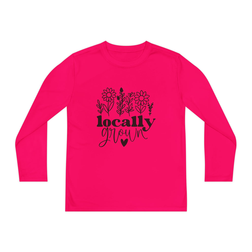 Youth Long Sleeve Tee — "Locally Grown" Floral Design