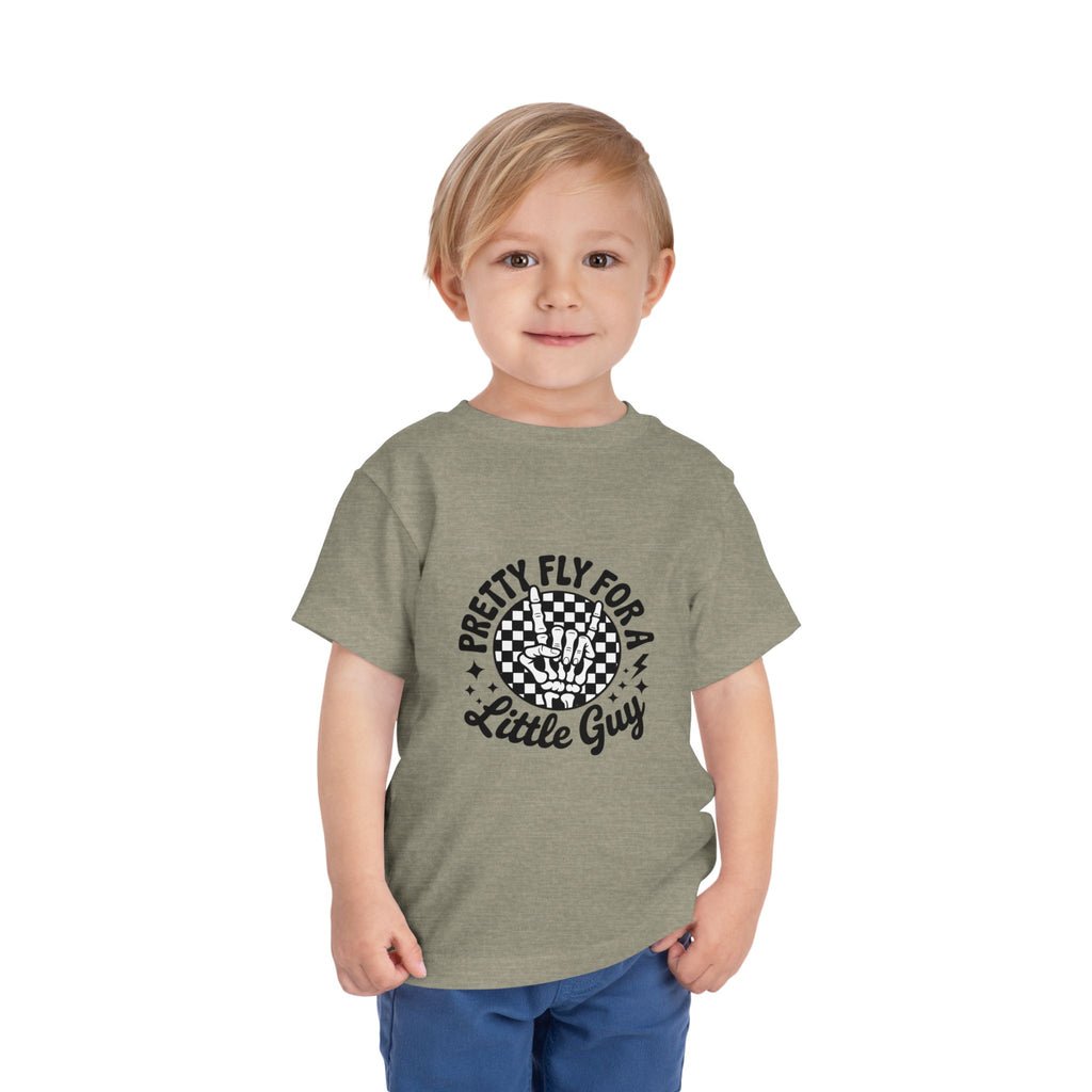 Toddler Tee — "Pretty Fly for a Little Guy" Checkered Vintage Graphic