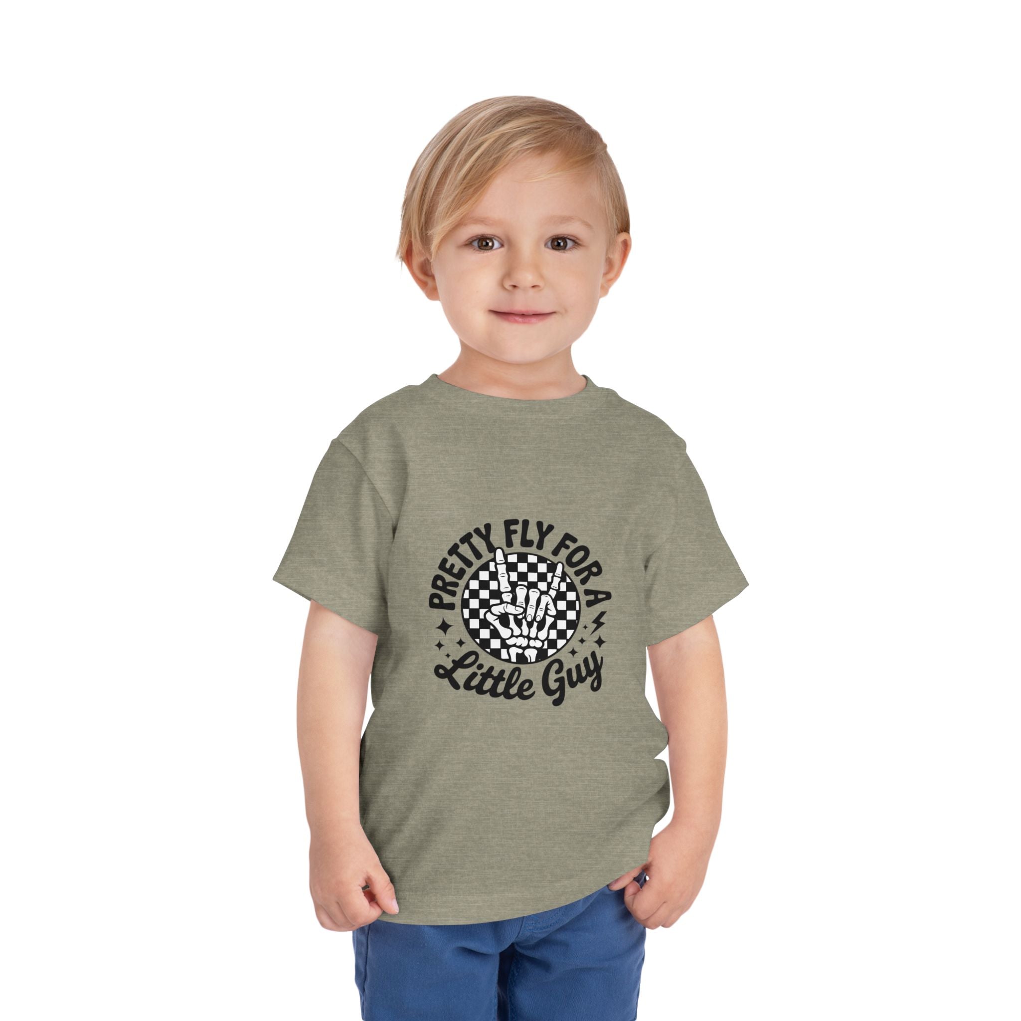 Toddler Tee — "Pretty Fly for a Little Guy" Checkered Vintage Graphic