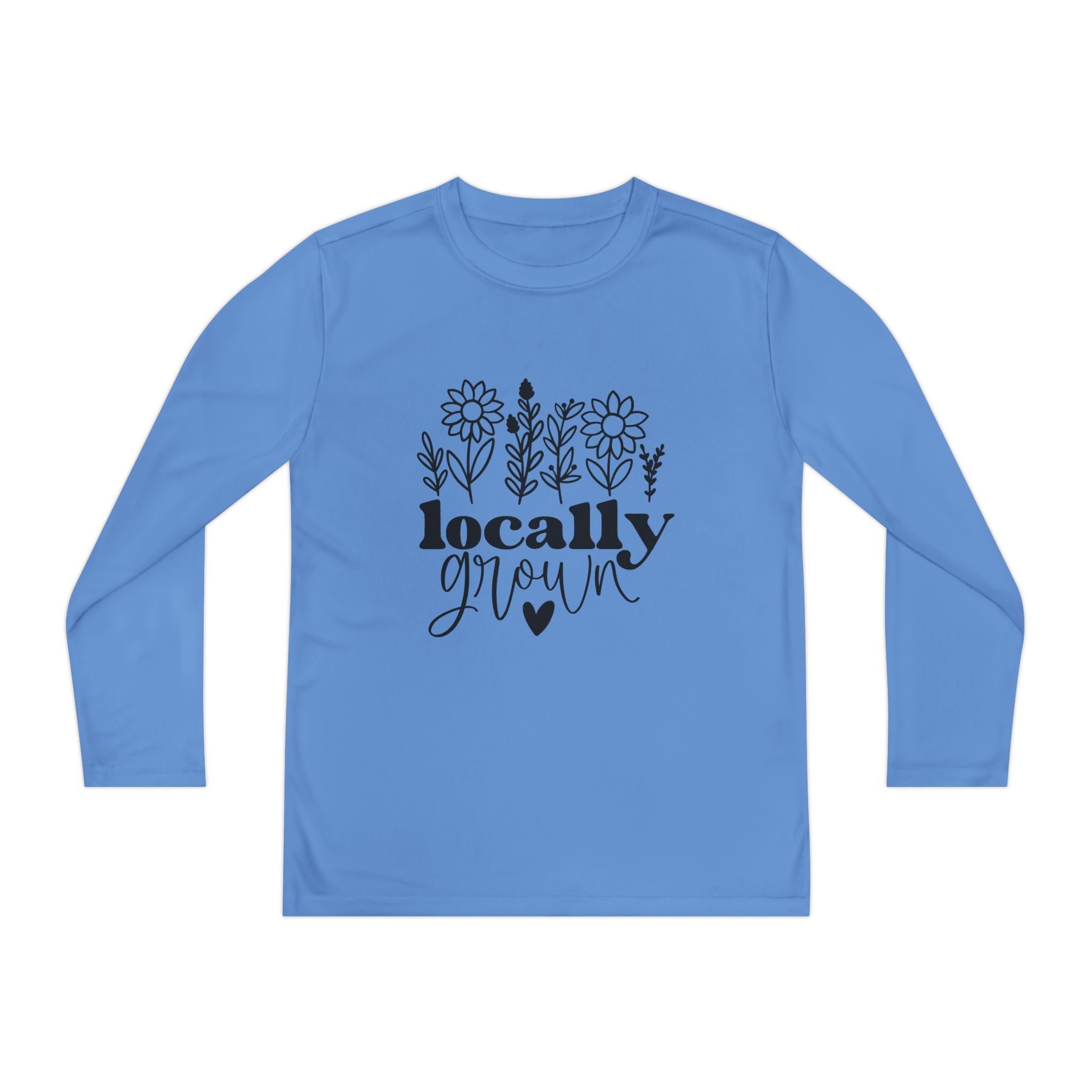 Youth Long Sleeve Tee — "Locally Grown" Floral Design