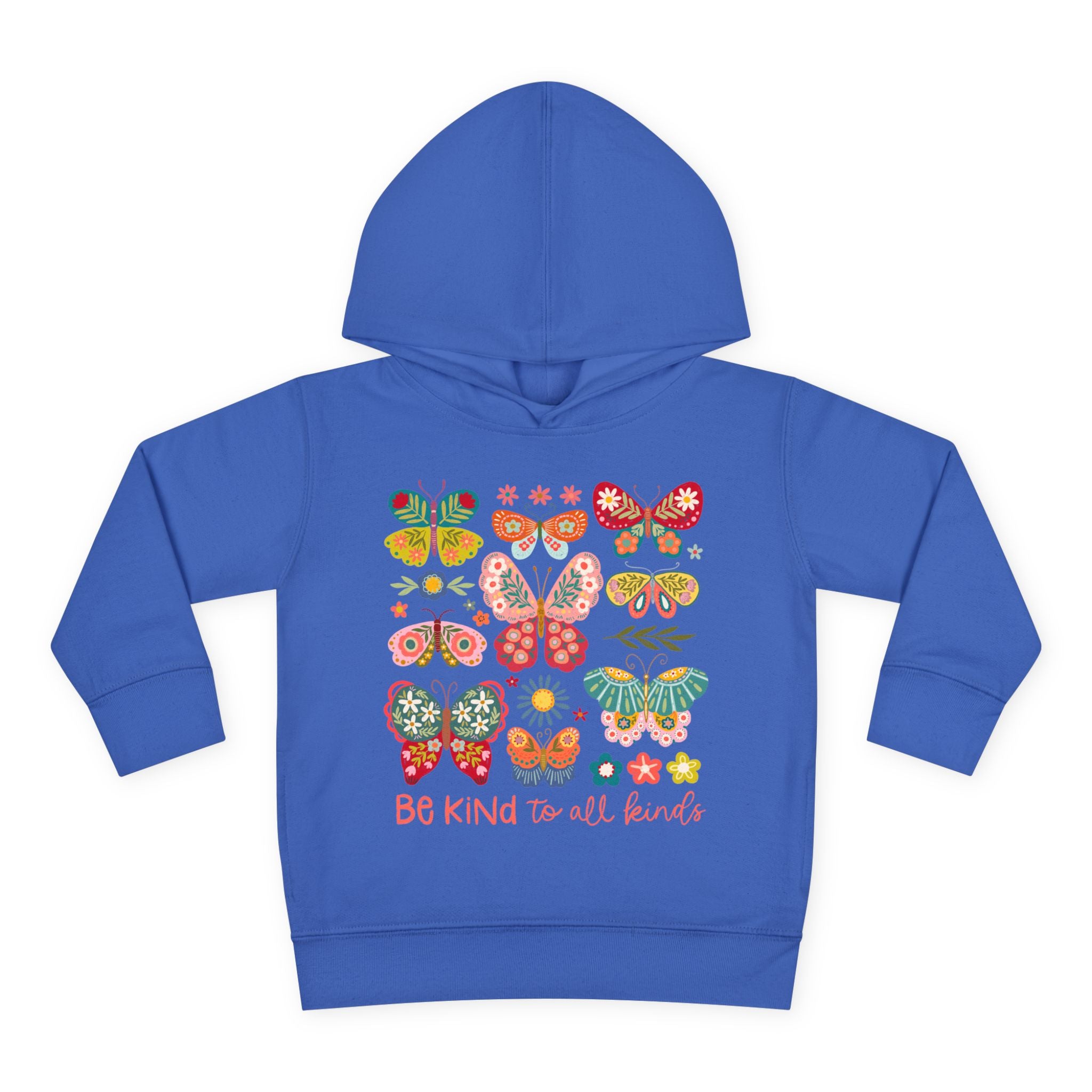 Toddler Hoodie — 'Be Kind to All Kinds' Colorful Butterfly Pullover