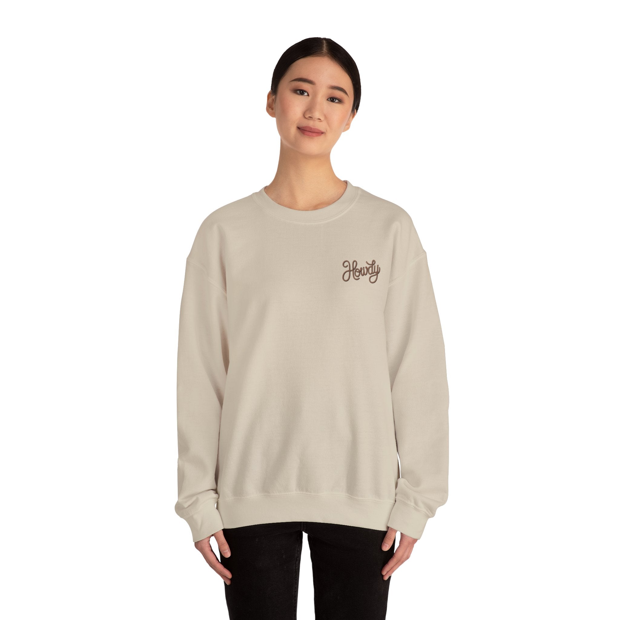 "Howdy" Cow Skull Floral Crewneck Sweatshirt
