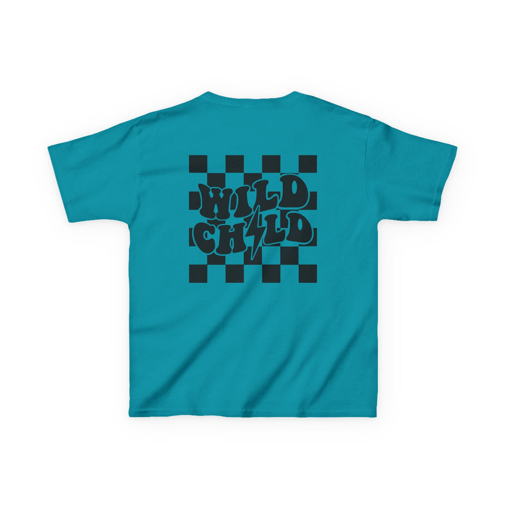 Kids Tee — 'Wild Child' Checkerboard Graphic