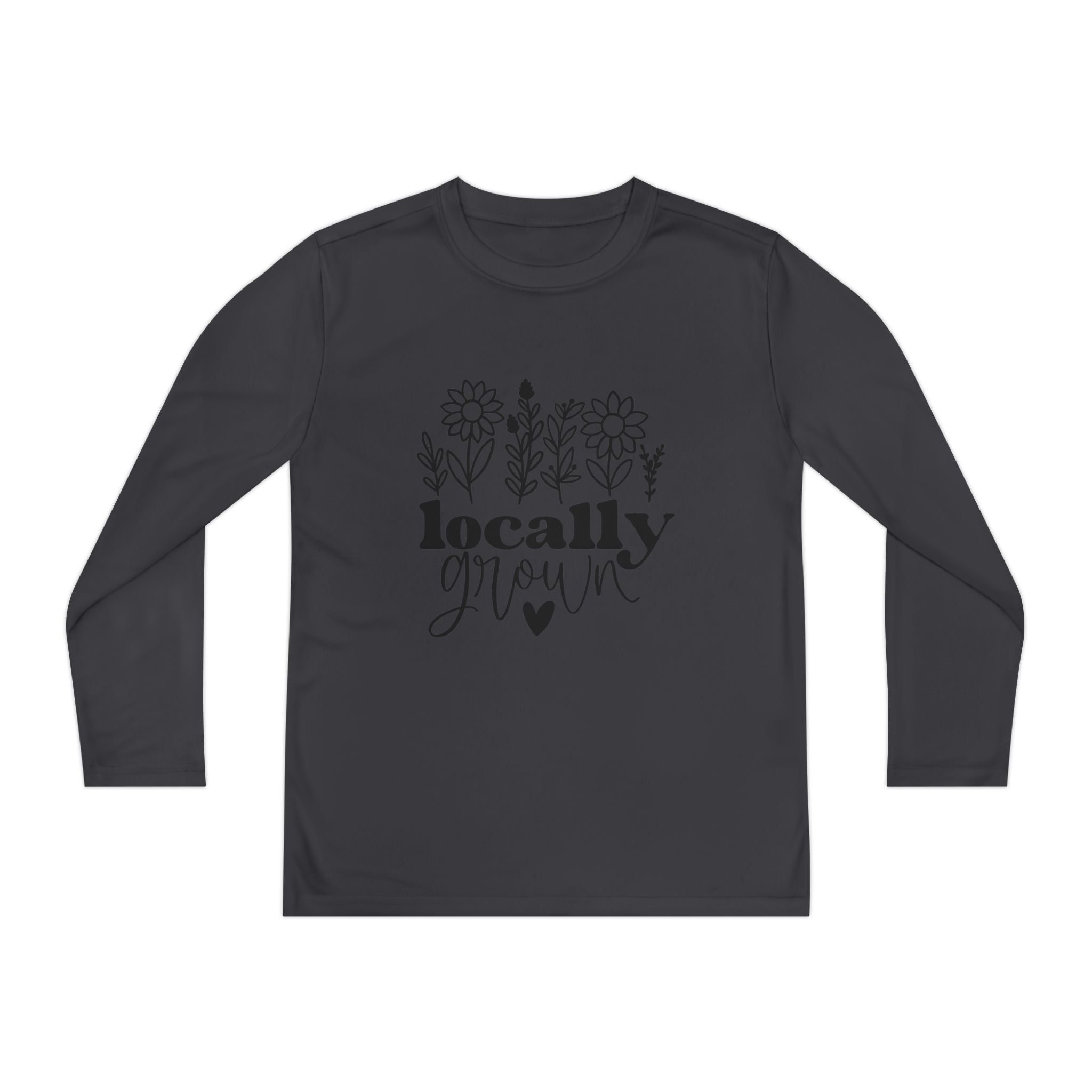 Youth Long Sleeve Tee — "Locally Grown" Floral Design
