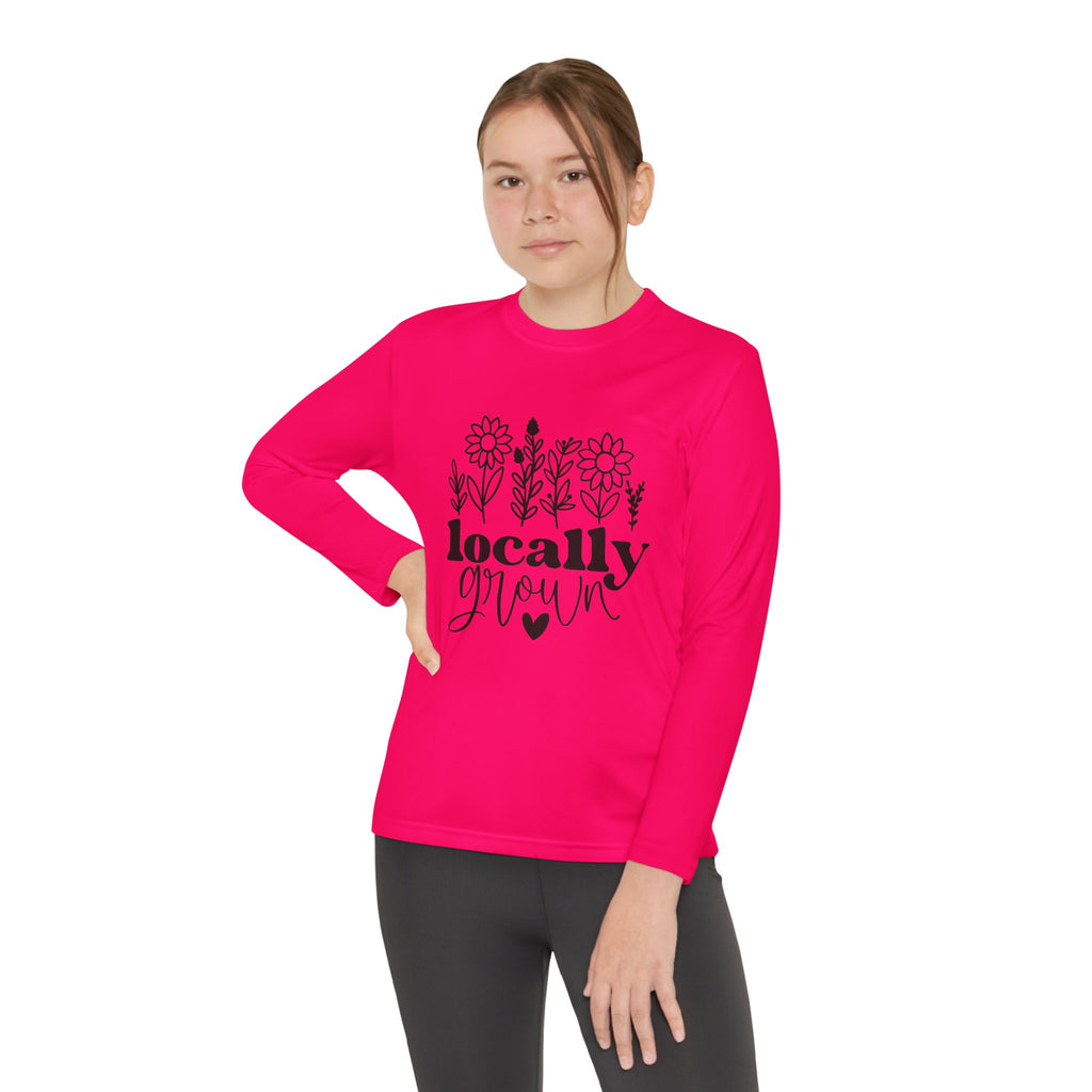 Youth Long Sleeve Tee — "Locally Grown" Floral Design