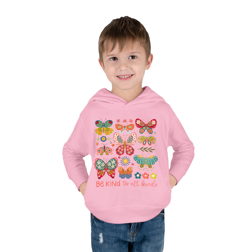 Toddler Hoodie — 'Be Kind to All Kinds' Colorful Butterfly Pullover