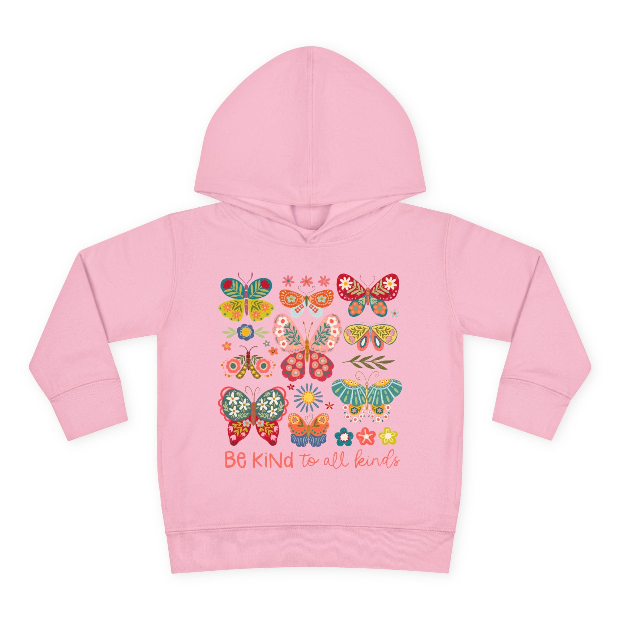 Toddler Hoodie — 'Be Kind to All Kinds' Colorful Butterfly Pullover