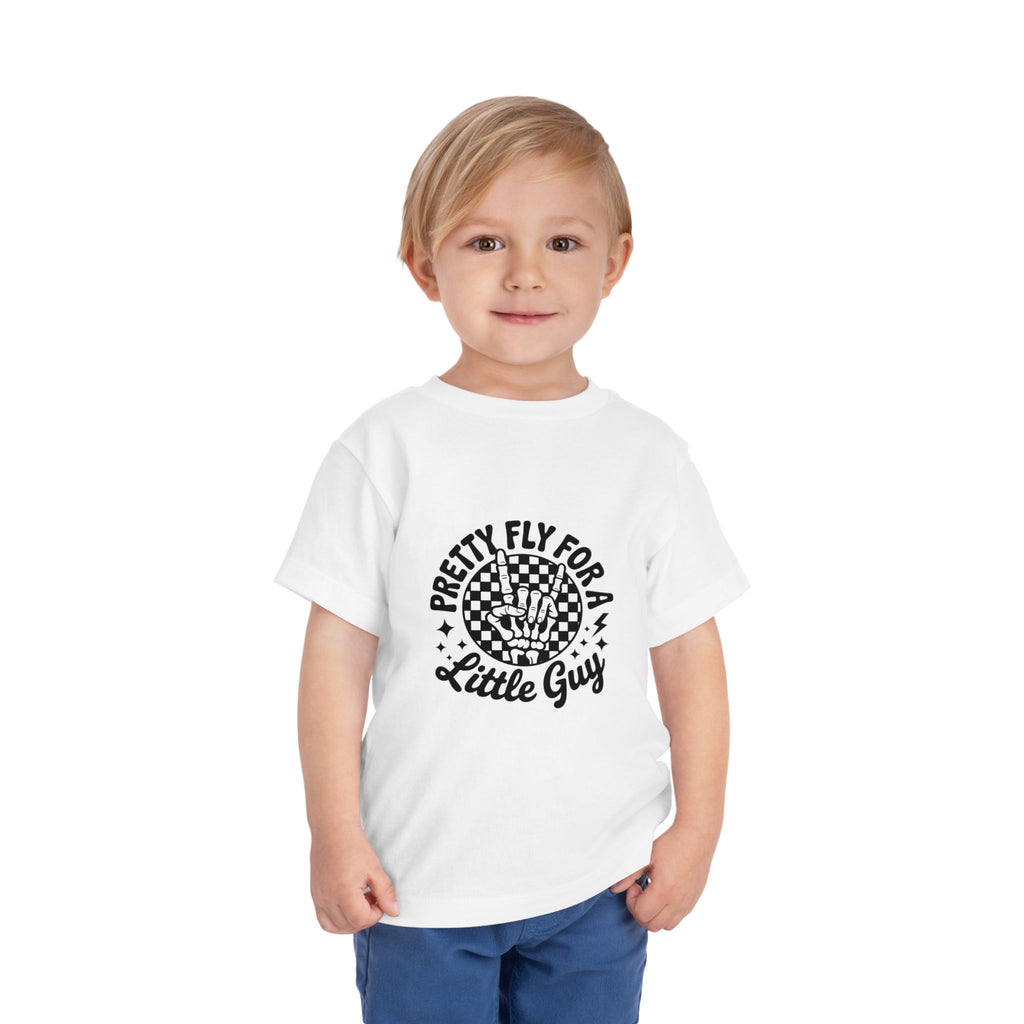 Toddler Tee — "Pretty Fly for a Little Guy" Checkered Vintage Graphic