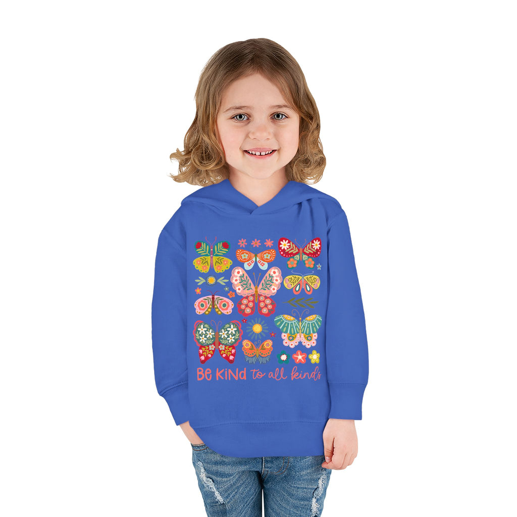 Toddler Hoodie — 'Be Kind to All Kinds' Colorful Butterfly Pullover