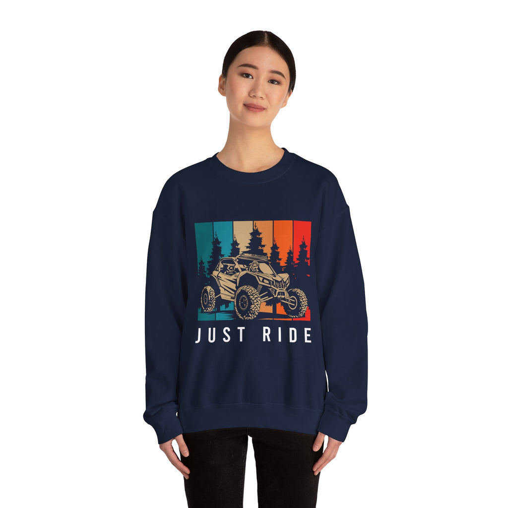 Just Ride Sweatshirt — Vintage Sunset ATV Crewneck