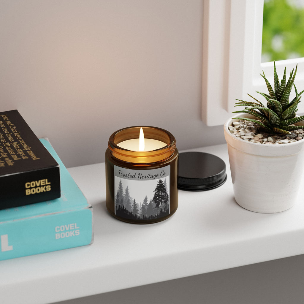 Soy Candle — Forest Pines Scented Amber Jar (Frosted Heritage Co.)