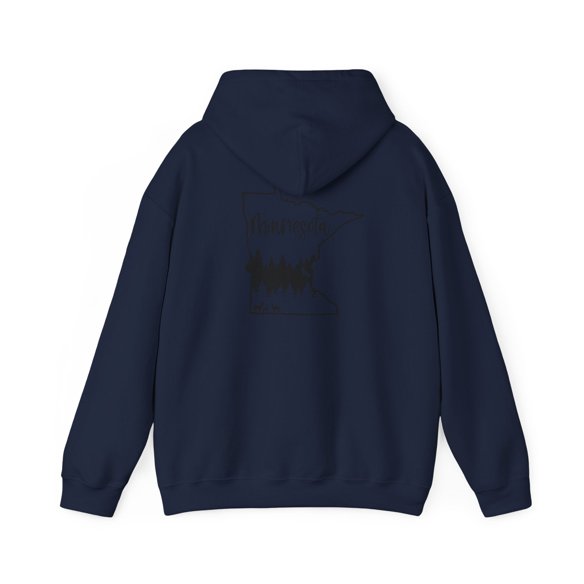 Minnesota Outline Hoodie with Forest Silhouette – Cozy State Pride Sweatshirt