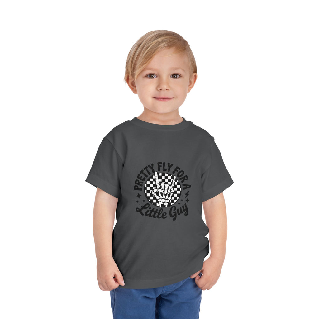 Toddler Tee — "Pretty Fly for a Little Guy" Checkered Vintage Graphic
