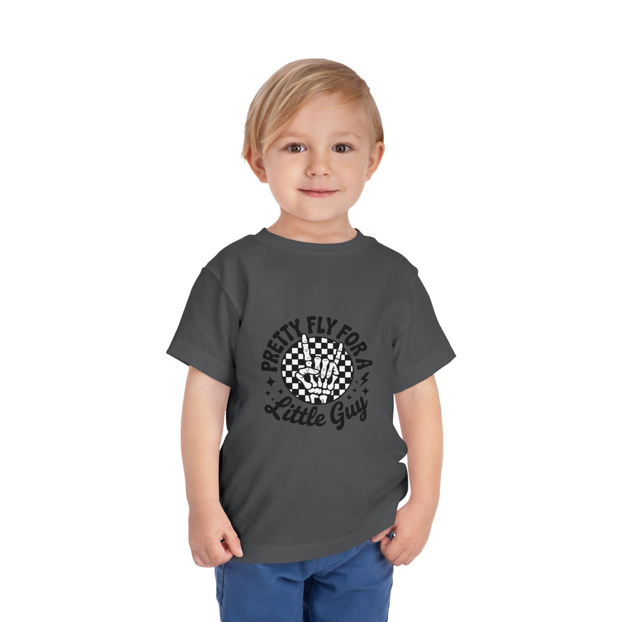 Toddler Tee — "Pretty Fly for a Little Guy" Checkered Vintage Graphic