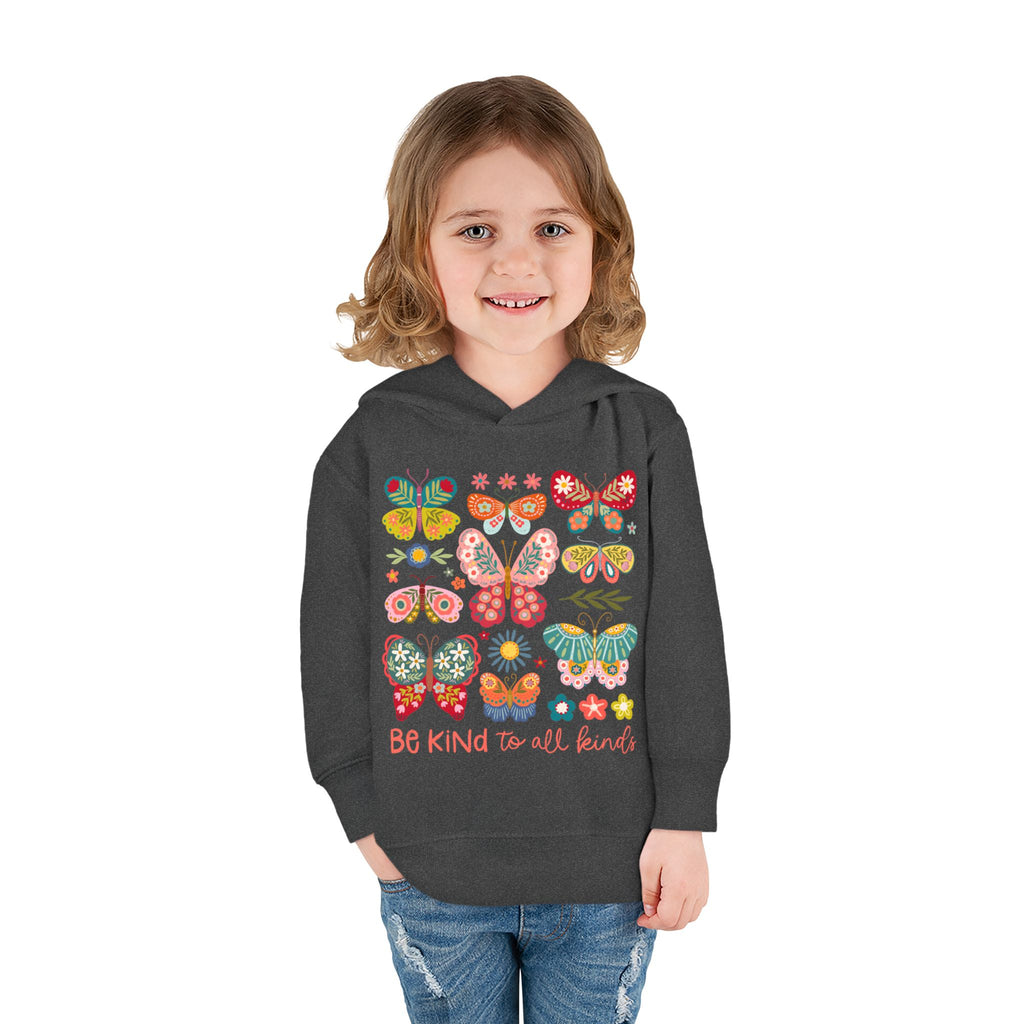 Toddler Hoodie — 'Be Kind to All Kinds' Colorful Butterfly Pullover