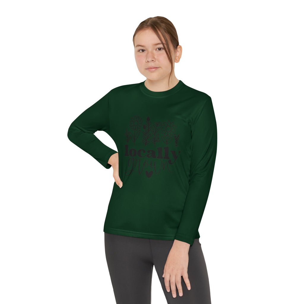 Youth Long Sleeve Tee — "Locally Grown" Floral Design