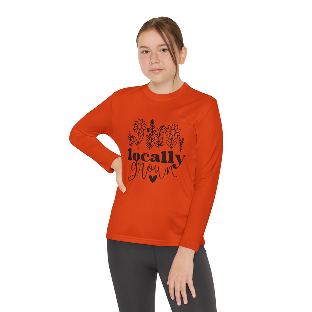 Youth Long Sleeve Tee — "Locally Grown" Floral Design