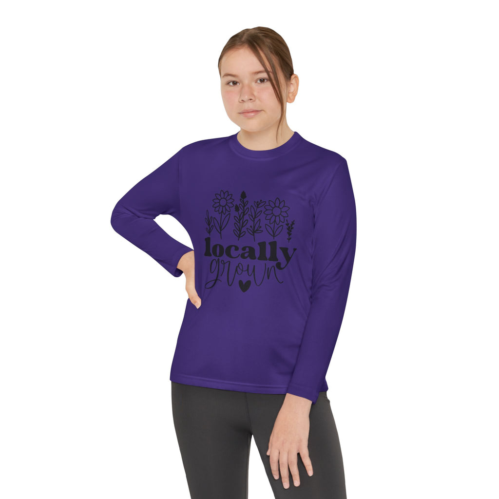 Youth Long Sleeve Tee — "Locally Grown" Floral Design