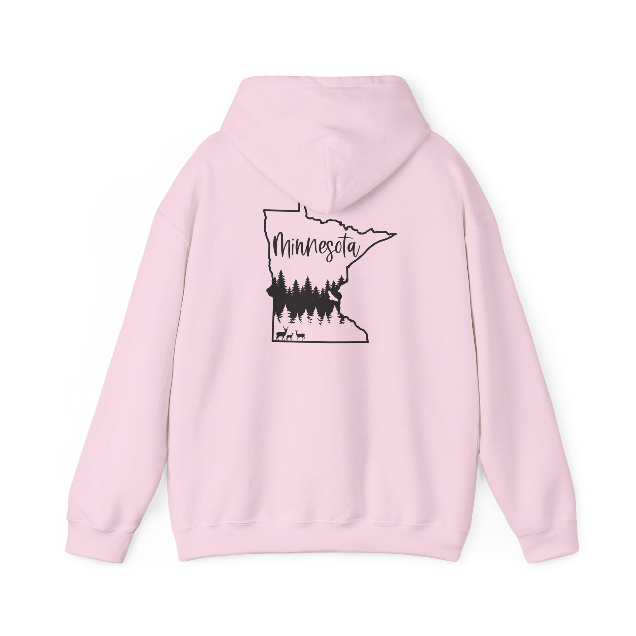 Minnesota Outline Hoodie with Forest Silhouette – Cozy State Pride Sweatshirt