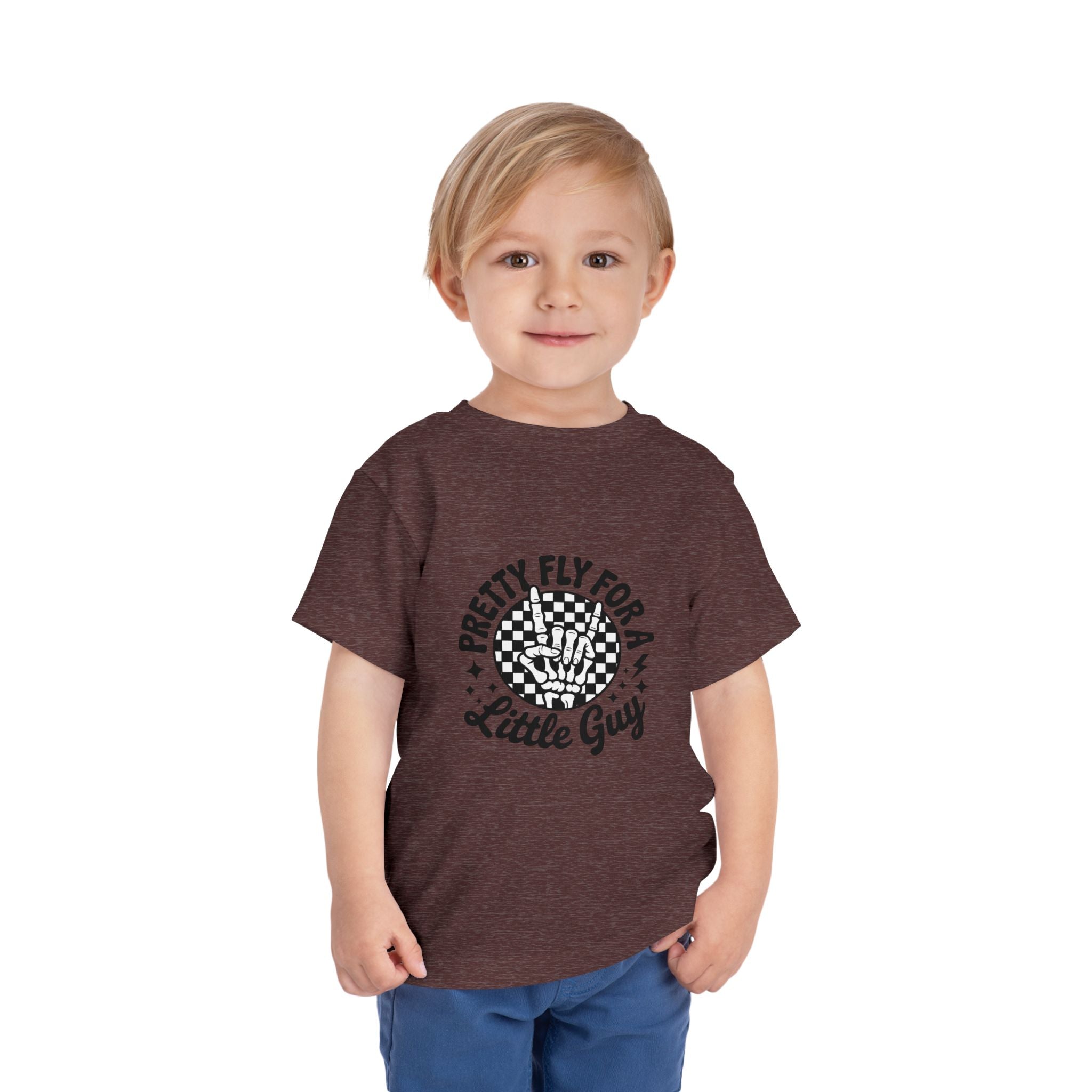 Toddler Tee — "Pretty Fly for a Little Guy" Checkered Vintage Graphic