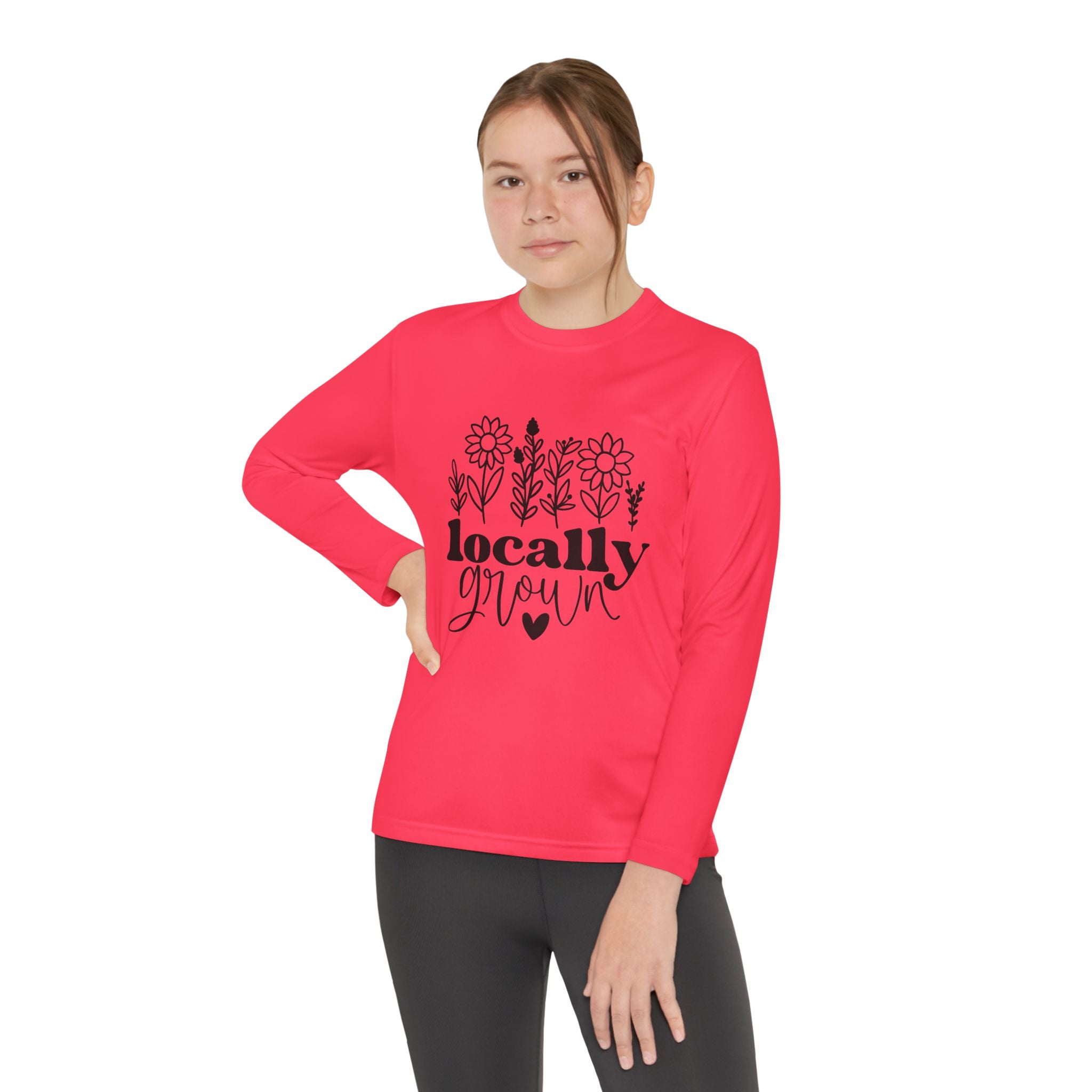 Youth Long Sleeve Tee — "Locally Grown" Floral Design