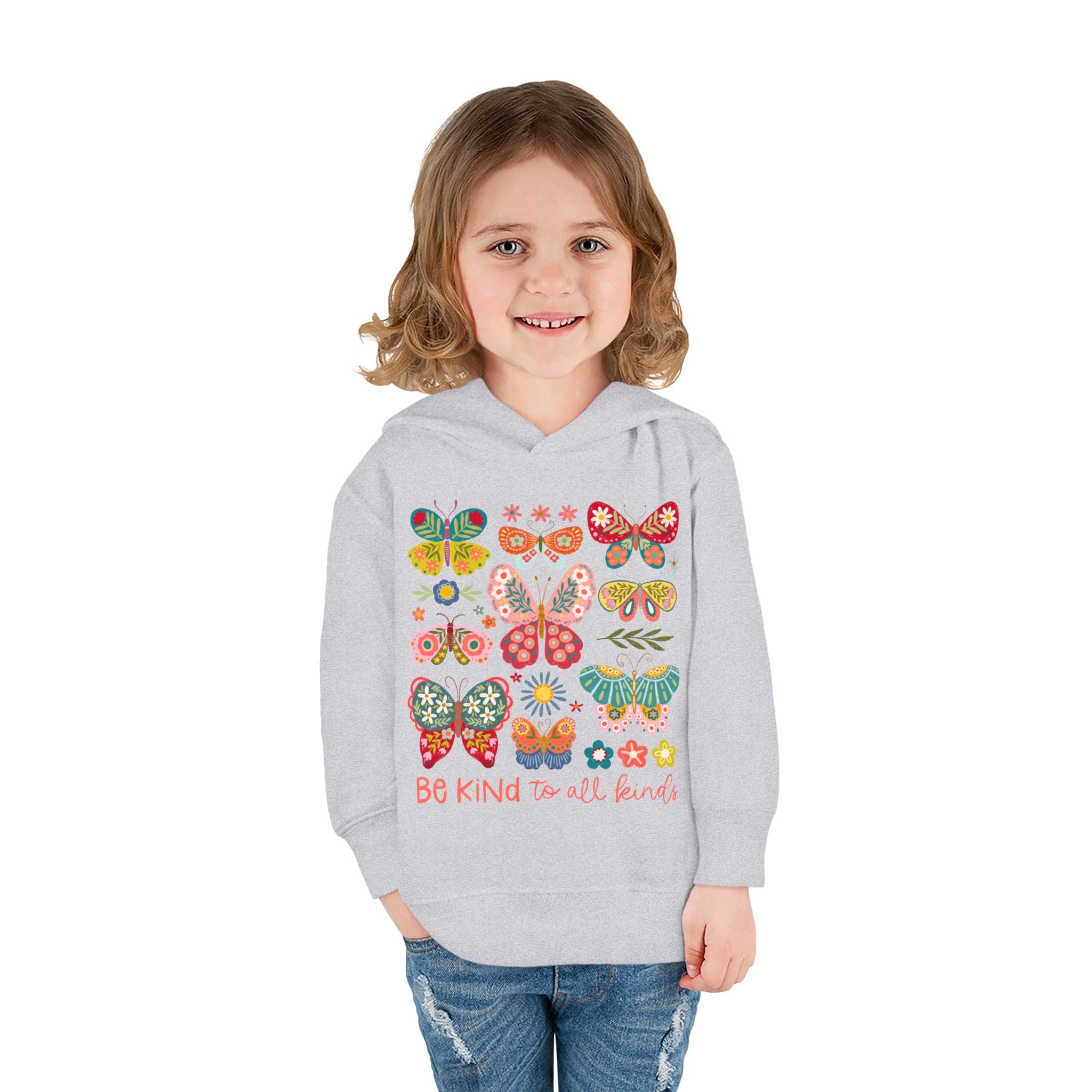Toddler Hoodie — 'Be Kind to All Kinds' Colorful Butterfly Pullover