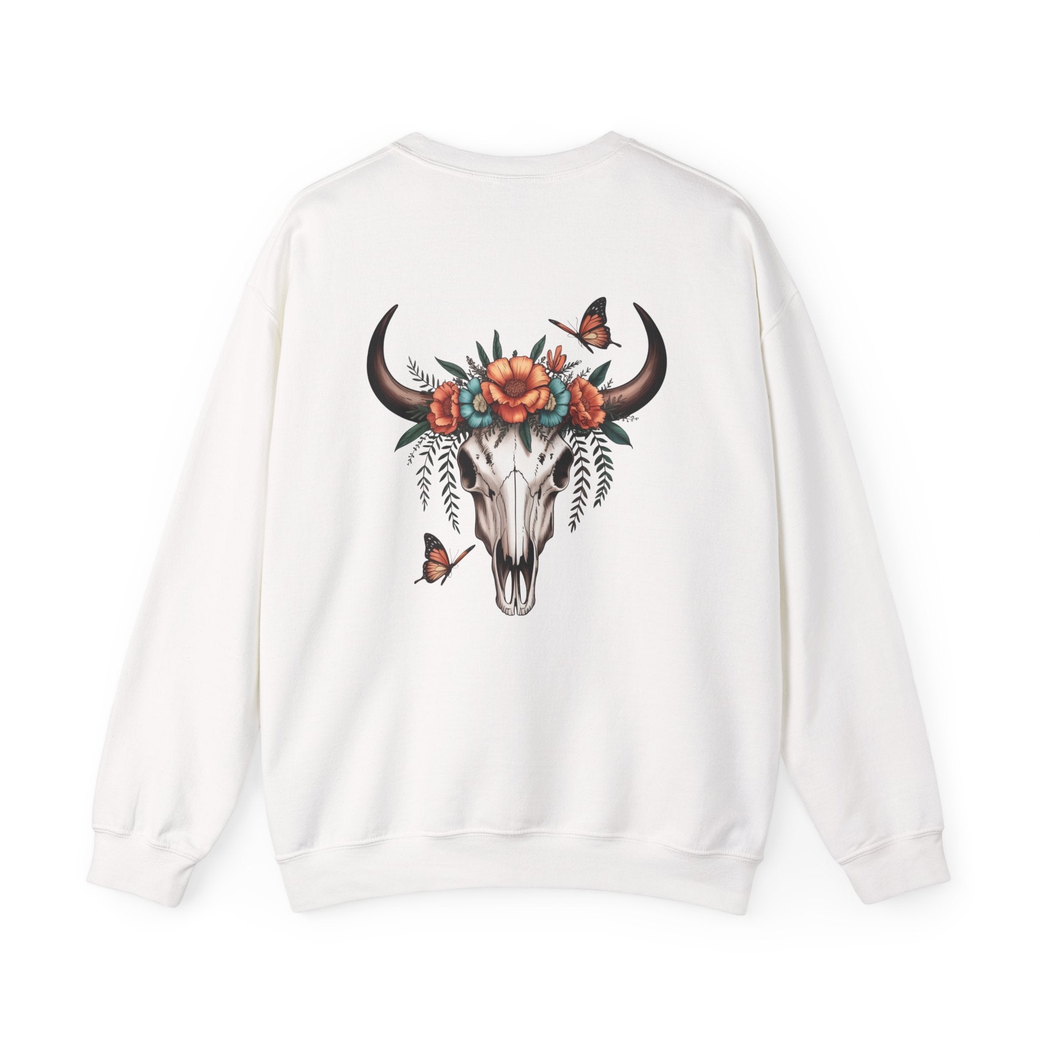 "Howdy" Cow Skull Floral Crewneck Sweatshirt