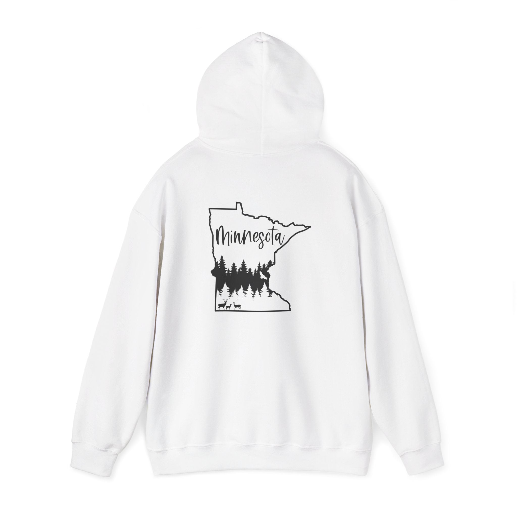 Minnesota Outline Hoodie with Forest Silhouette – Cozy State Pride Sweatshirt