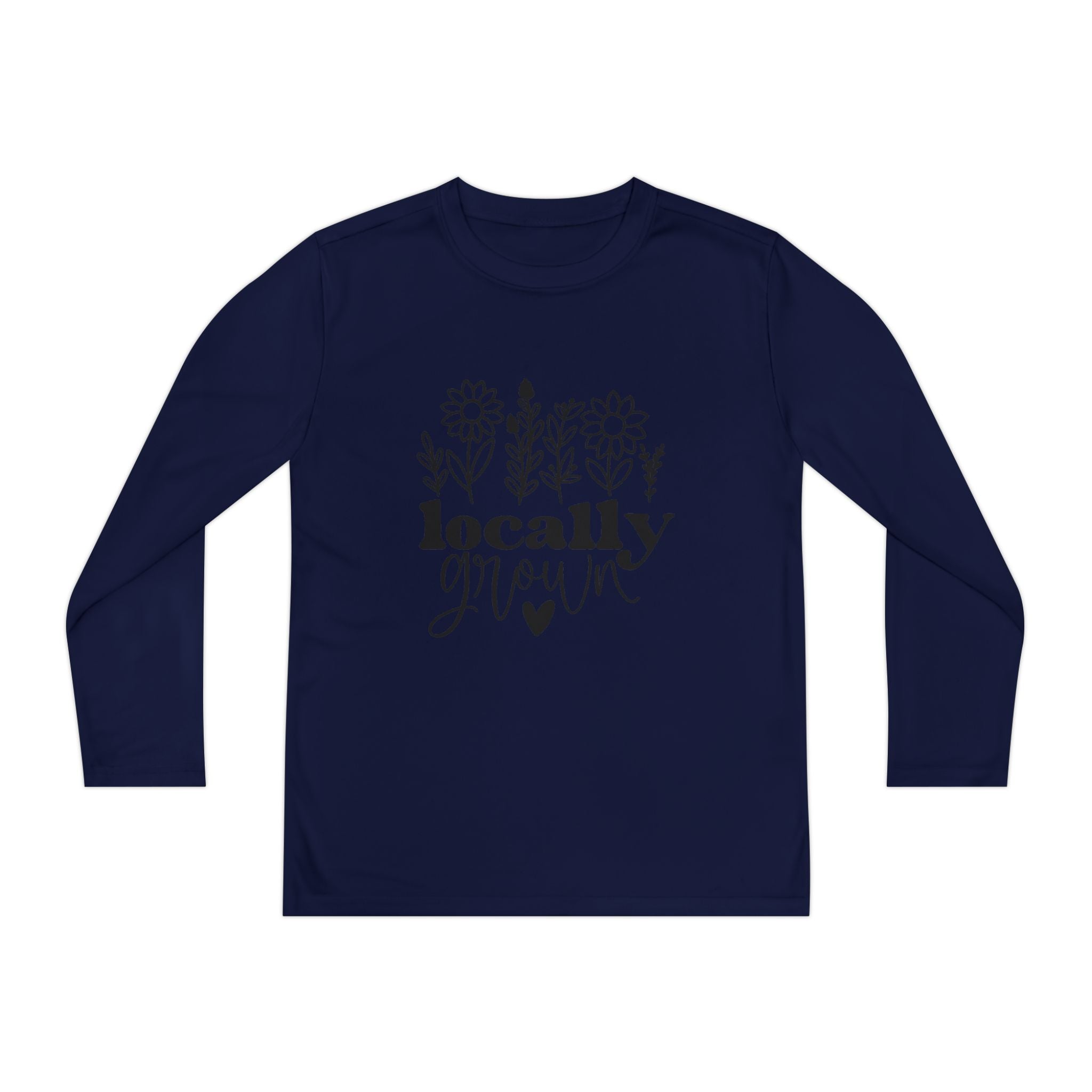 Youth Long Sleeve Tee — "Locally Grown" Floral Design