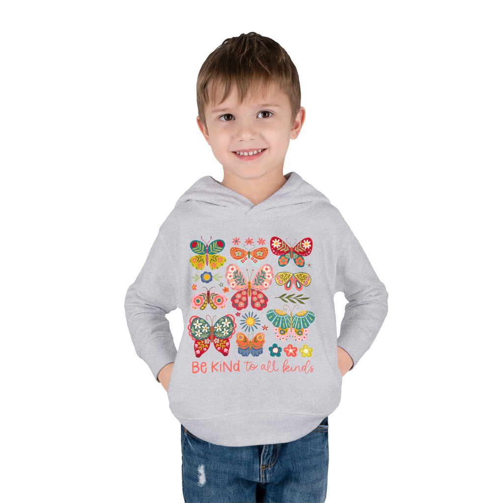Toddler Hoodie — 'Be Kind to All Kinds' Colorful Butterfly Pullover