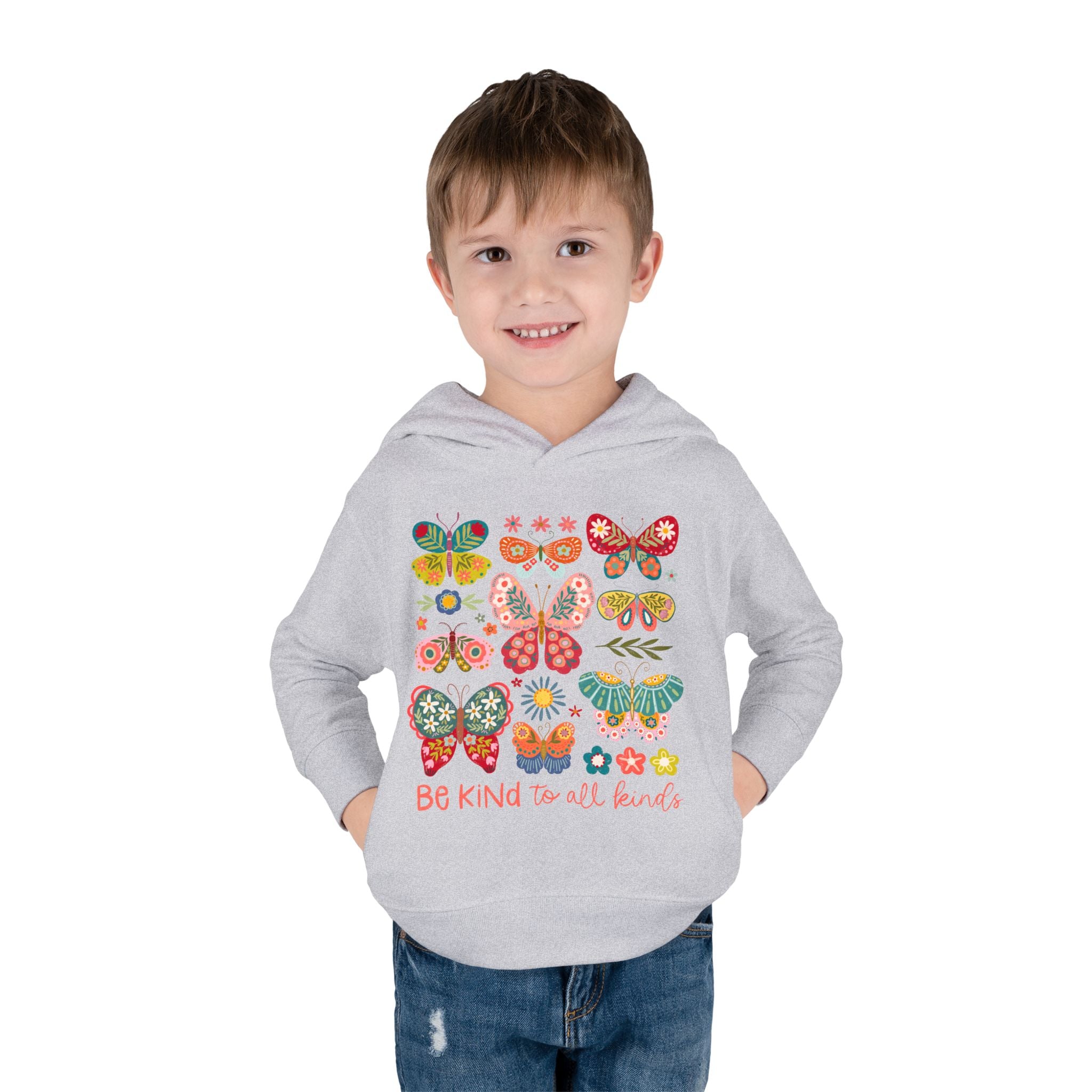 Toddler Hoodie — 'Be Kind to All Kinds' Colorful Butterfly Pullover