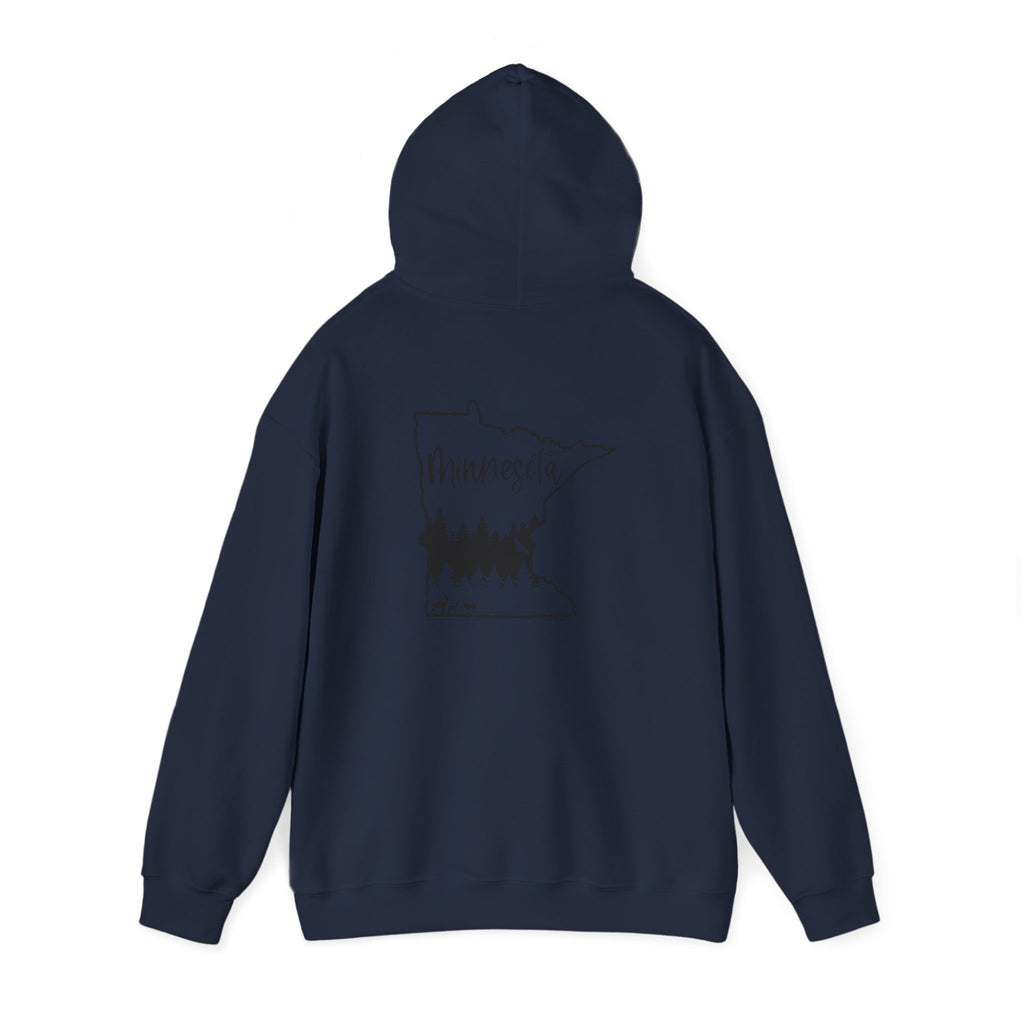 Minnesota Outline Hoodie with Forest Silhouette – Cozy State Pride Sweatshirt