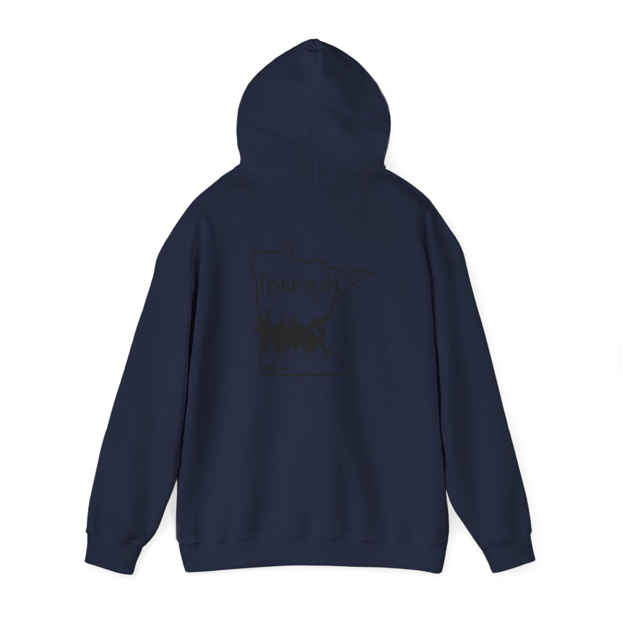 Minnesota Outline Hoodie with Forest Silhouette – Cozy State Pride Sweatshirt