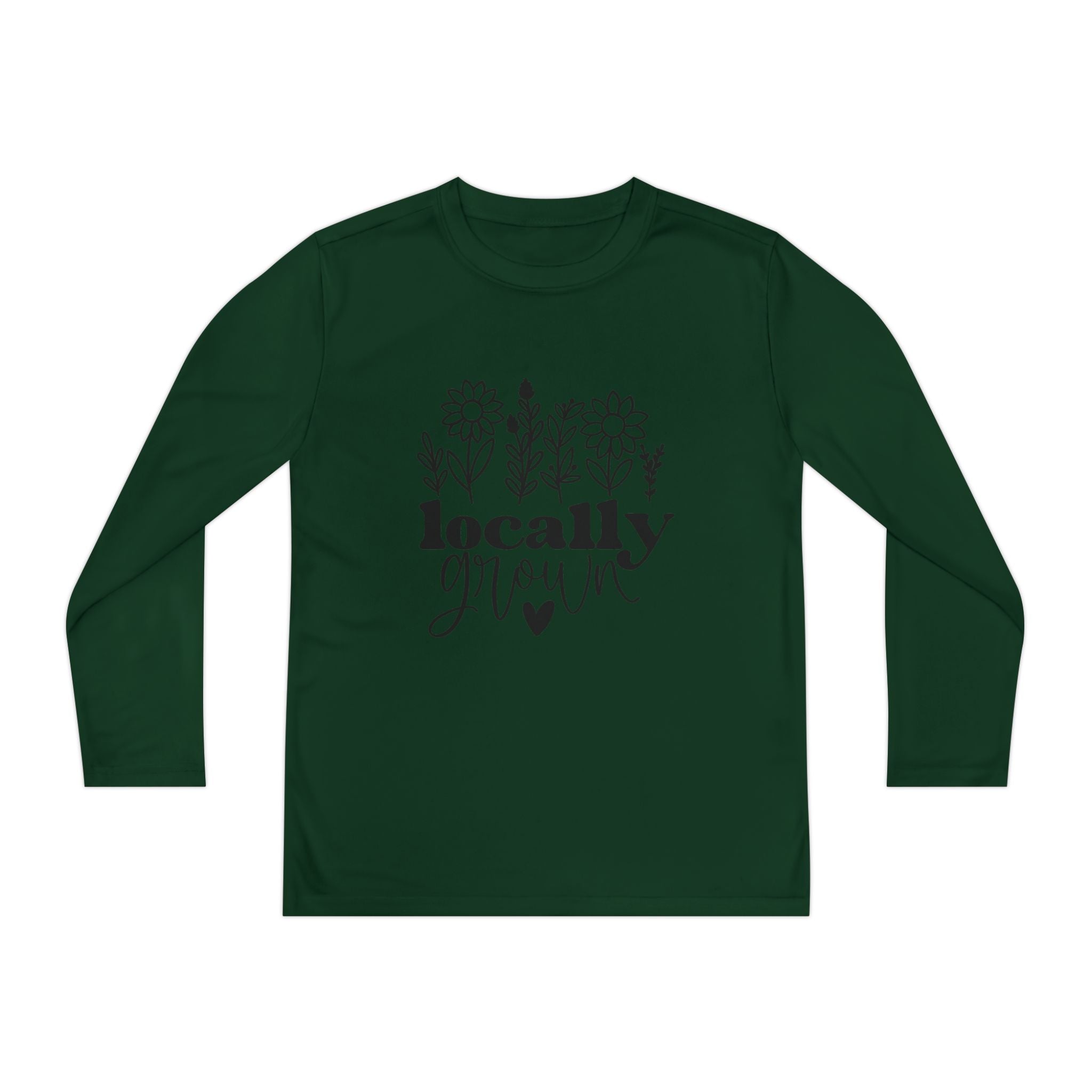 Youth Long Sleeve Tee — "Locally Grown" Floral Design