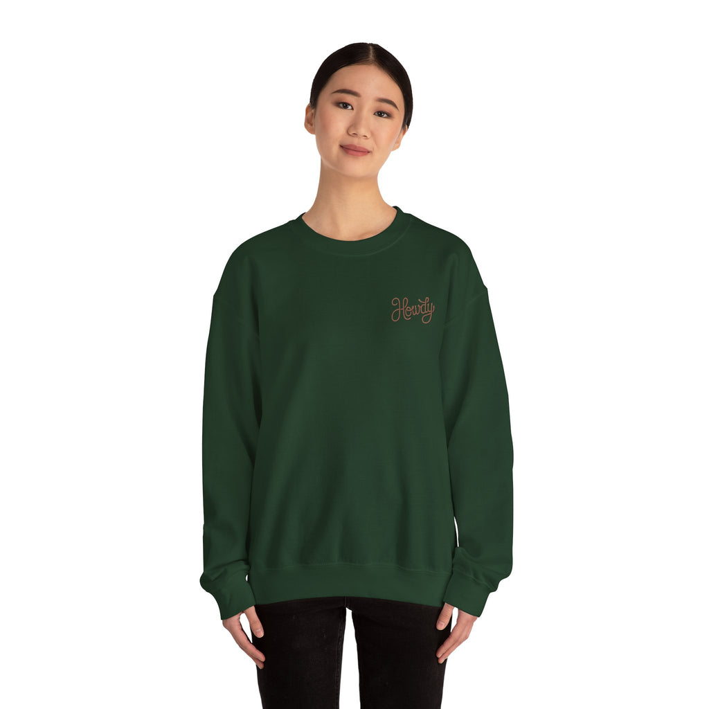 "Howdy" Cow Skull Floral Crewneck Sweatshirt