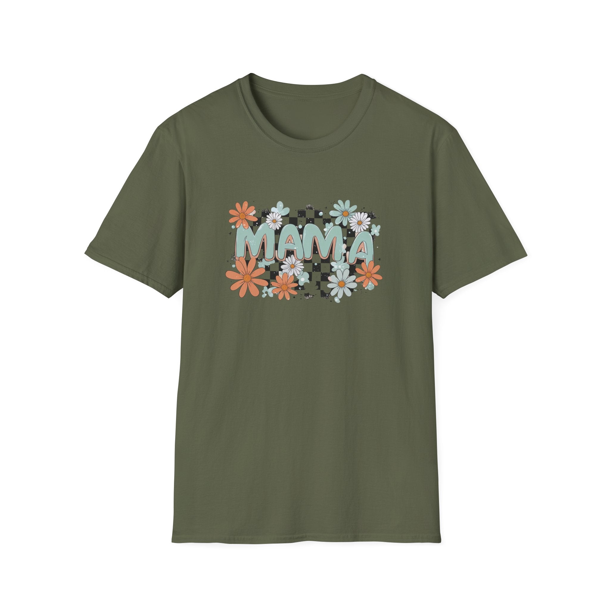 Mama Floral Checkered T-Shirt