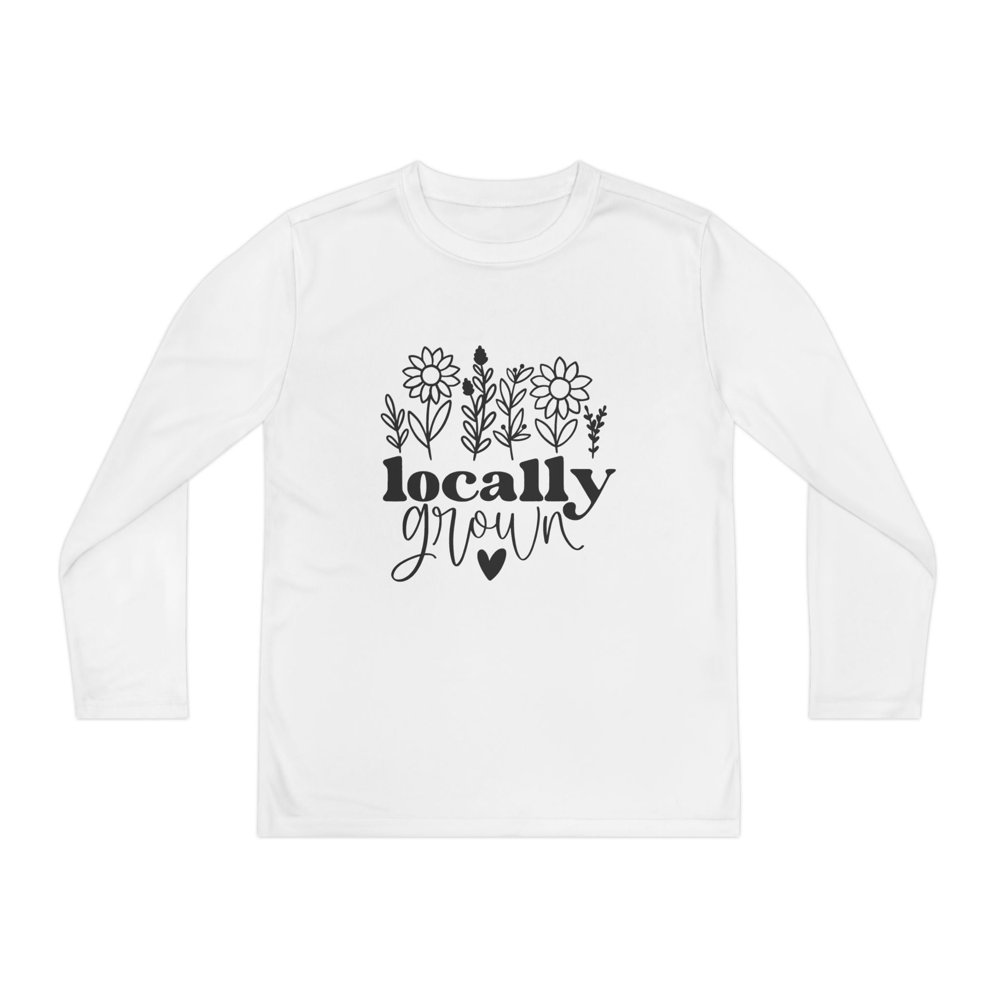 Youth Long Sleeve Tee — "Locally Grown" Floral Design