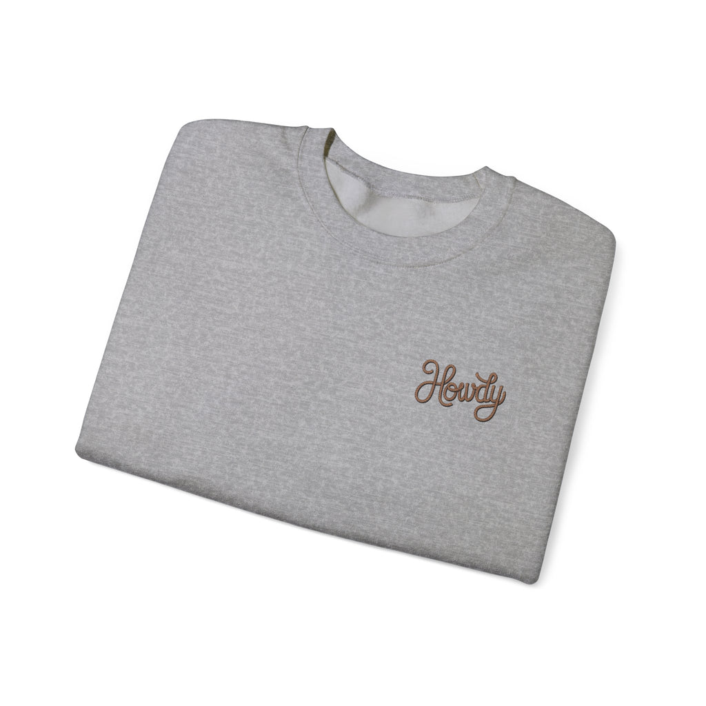 "Howdy" Cow Skull Floral Crewneck Sweatshirt