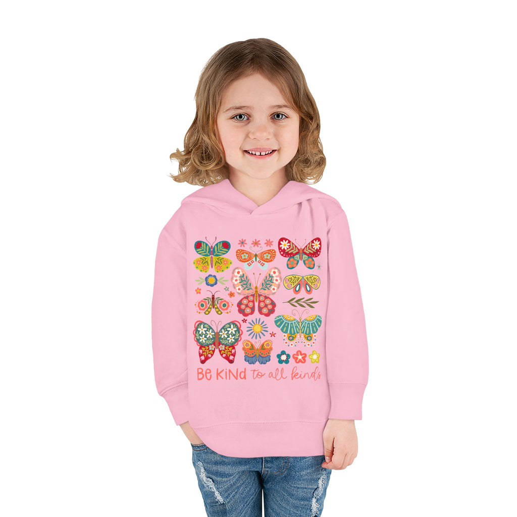 Toddler Hoodie — 'Be Kind to All Kinds' Colorful Butterfly Pullover