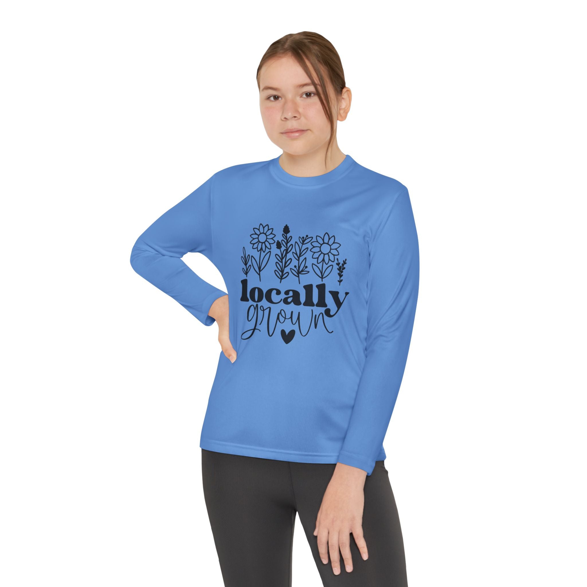 Youth Long Sleeve Tee — "Locally Grown" Floral Design