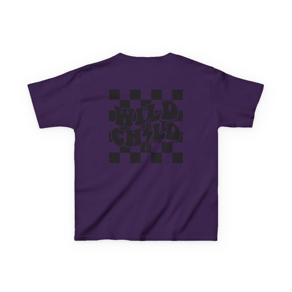 Kids Tee — 'Wild Child' Checkerboard Graphic