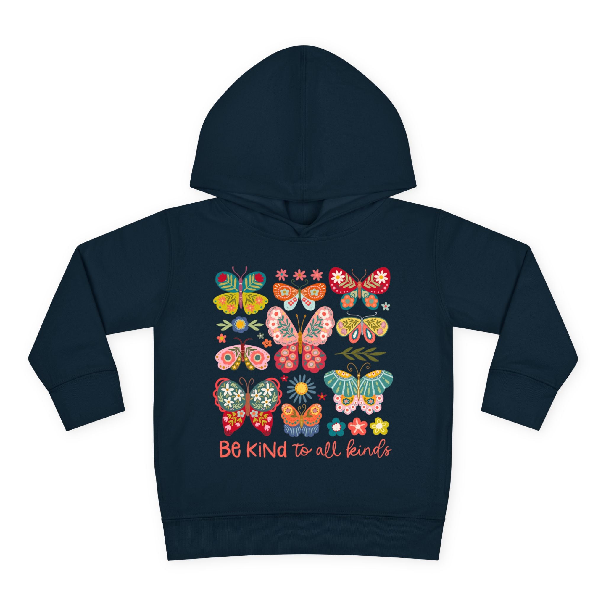 Toddler Hoodie — 'Be Kind to All Kinds' Colorful Butterfly Pullover