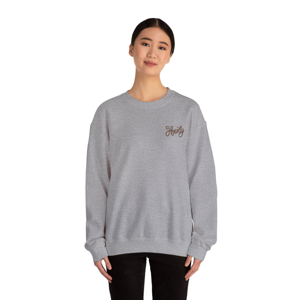 "Howdy" Cow Skull Floral Crewneck Sweatshirt