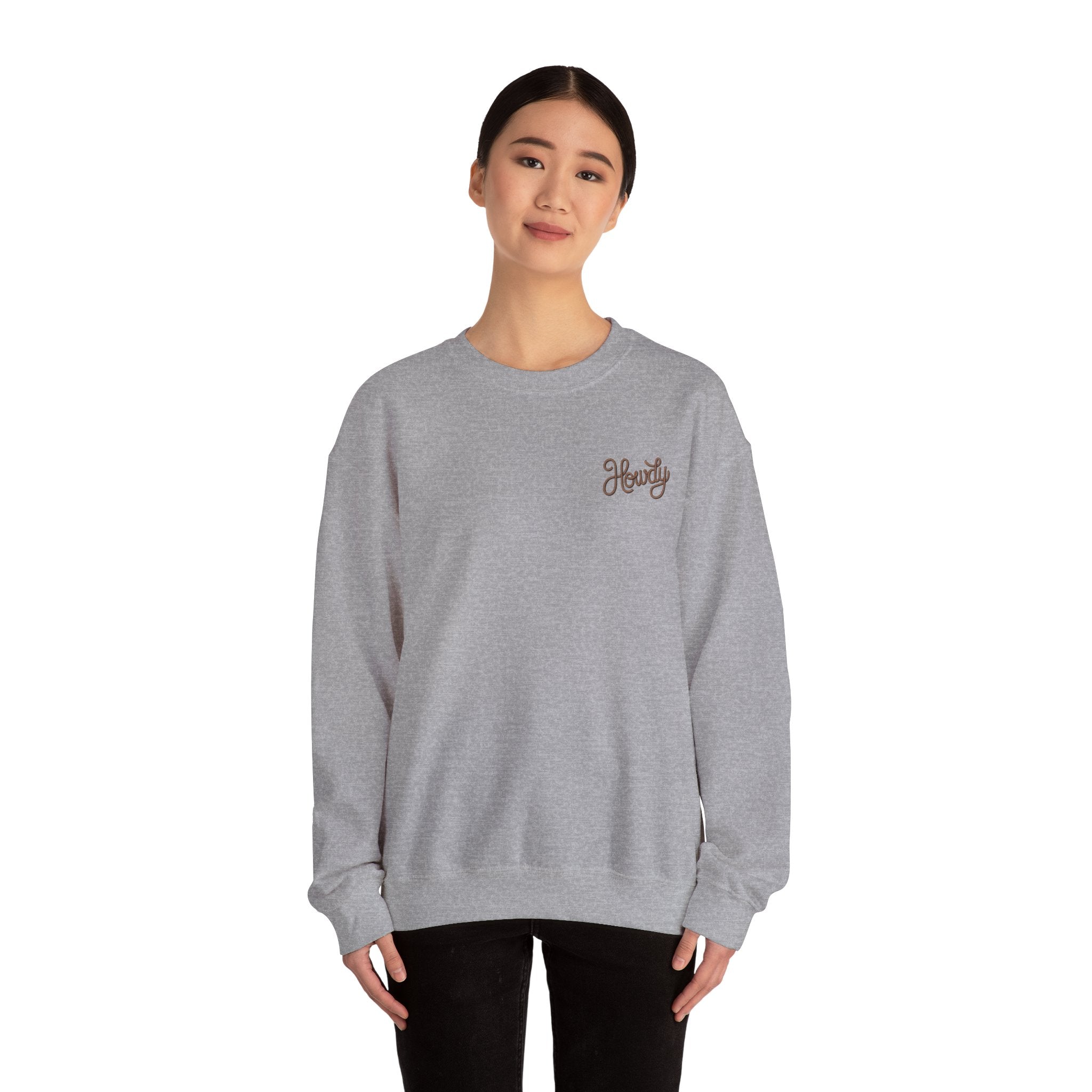 "Howdy" Cow Skull Floral Crewneck Sweatshirt