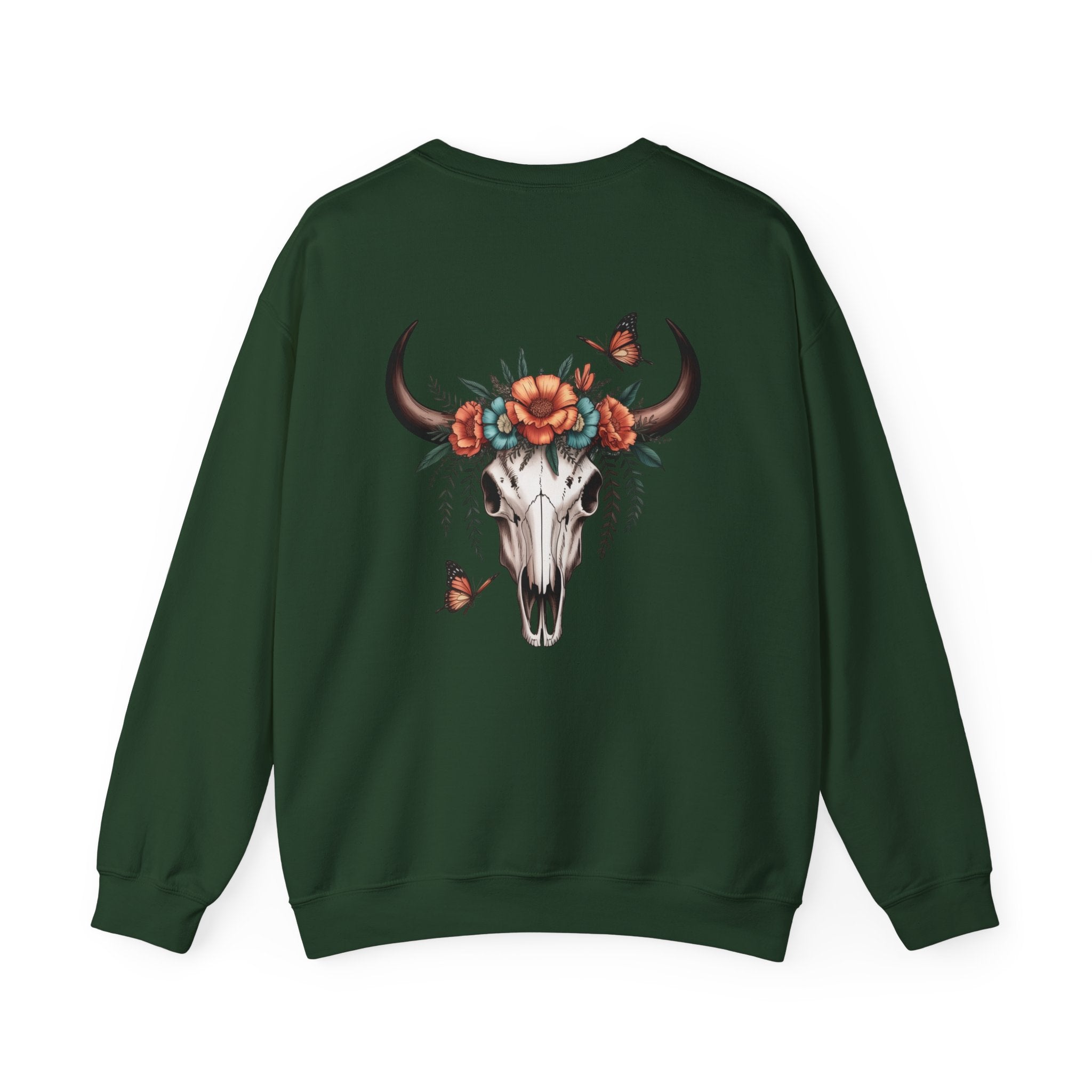 "Howdy" Cow Skull Floral Crewneck Sweatshirt