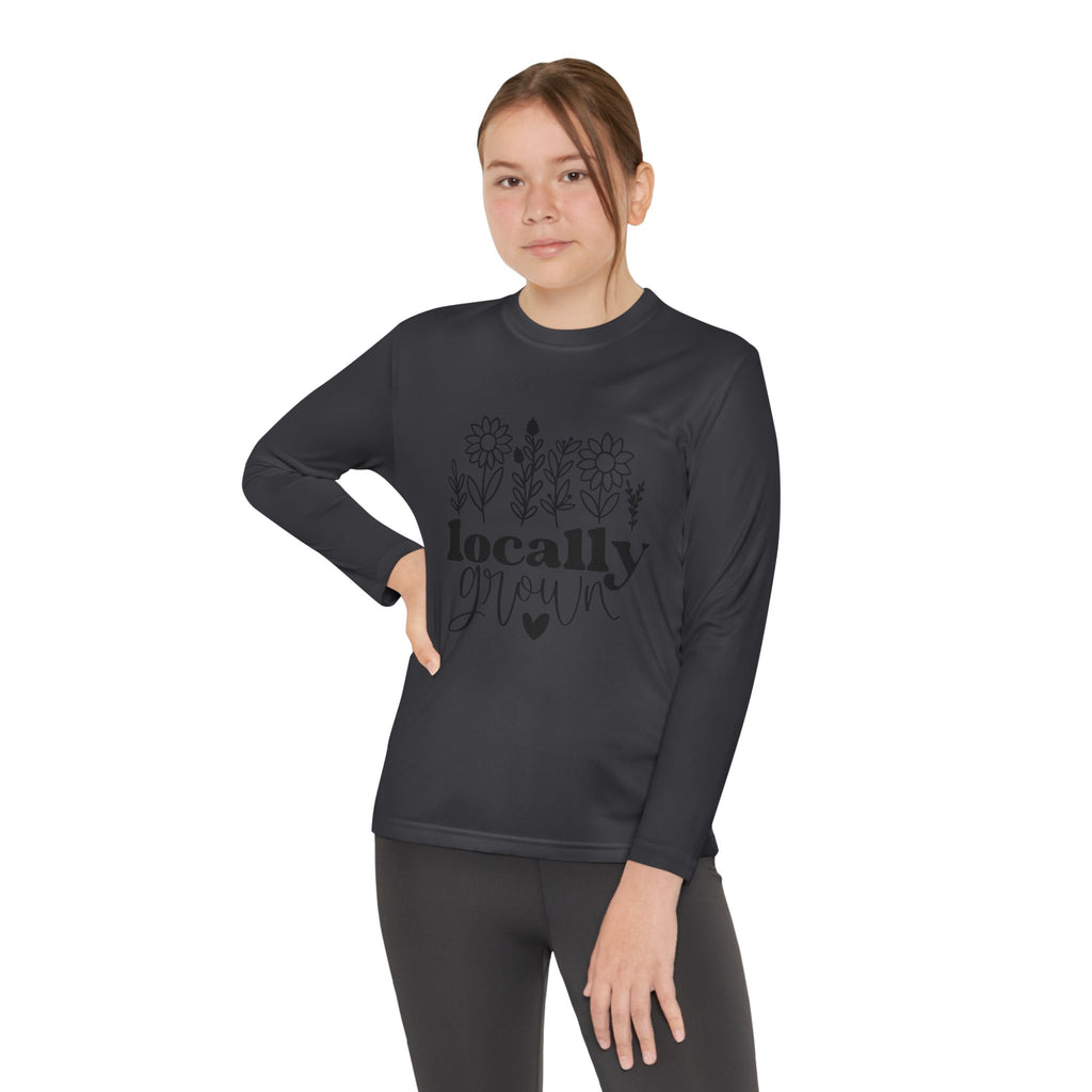 Youth Long Sleeve Tee — "Locally Grown" Floral Design