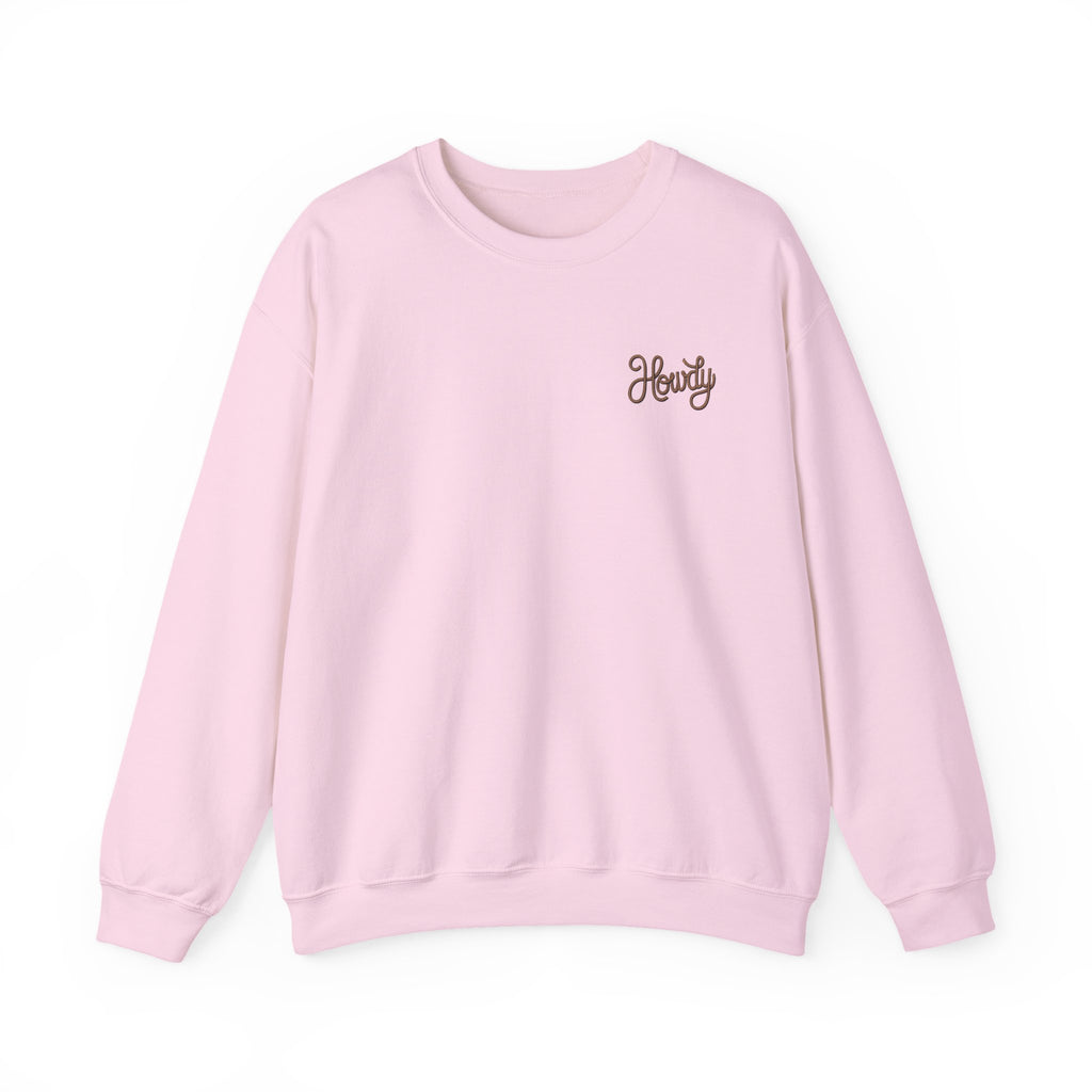 "Howdy" Cow Skull Floral Crewneck Sweatshirt