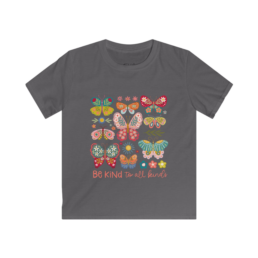 Kids Butterfly Tee - "Be Kind to All Kinds" Graphic Shirt