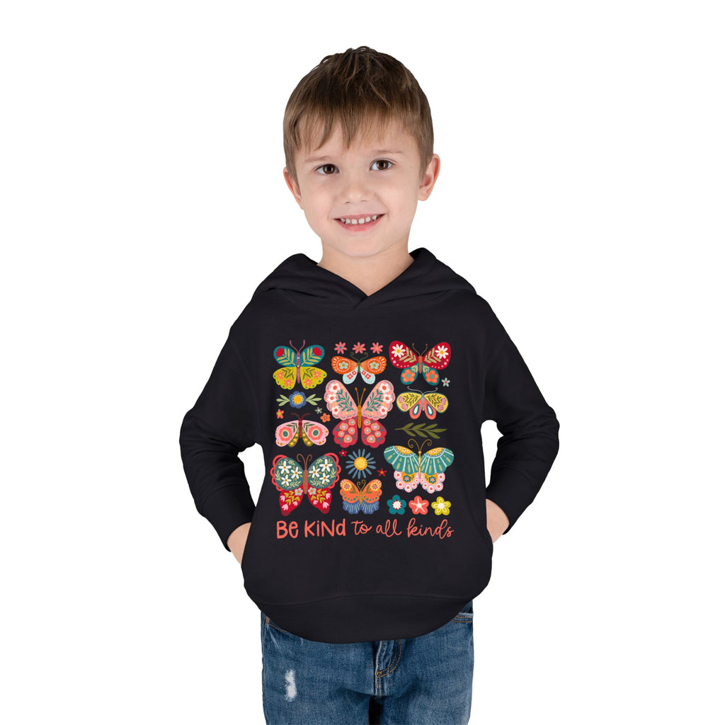 Toddler Hoodie — 'Be Kind to All Kinds' Colorful Butterfly Pullover